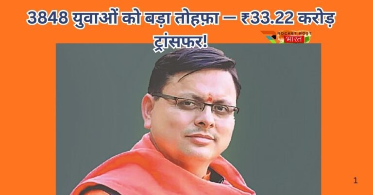 CM स्वरोजगार योजना के तहत उत्तराखंड में 3848 युवाओं को 33.22 करोड़ रुपये मिले। आत्मनिर्भरता, रोजगार सृजन और पलायन रोकने की दिशा में बड़ा कदम।