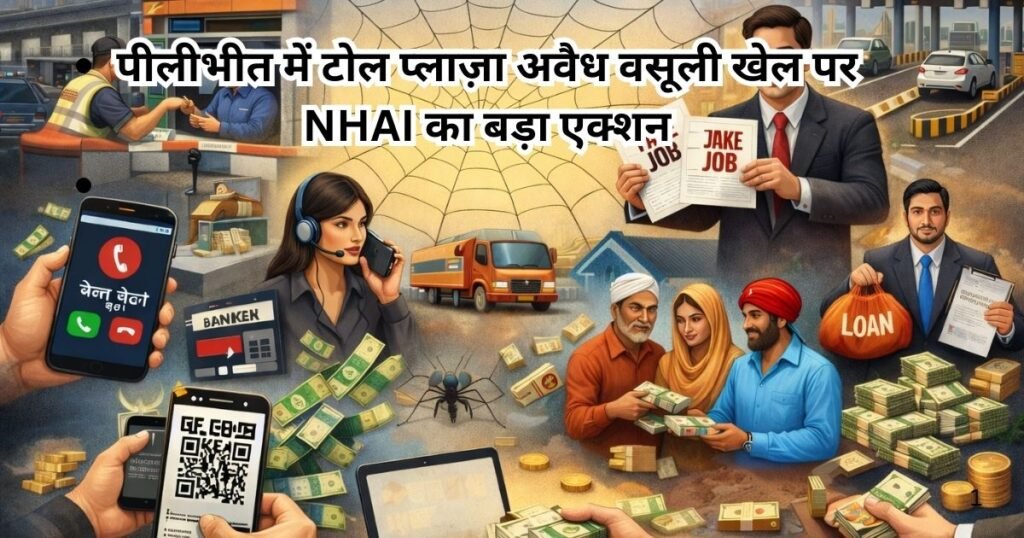 पीलीभीत के टोल प्लाजा पर ओवरलोड के नाम पर अवैध वसूली का खुलासा। NHAI ने जांच के बाद बड़ी कार्रवाई करते हुए भारी जुर्माना लगाया।