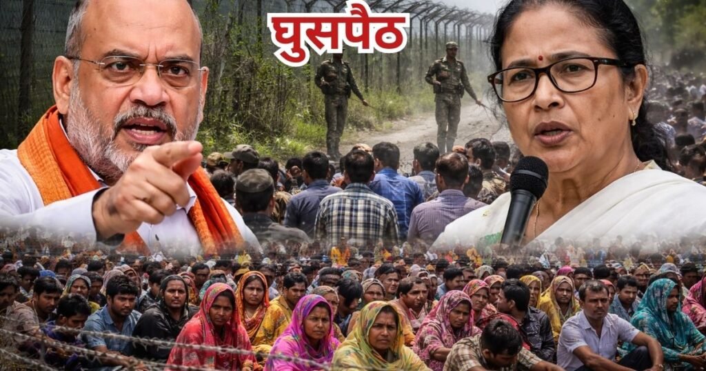घुसपैठ को लेकर बंगाल में सियासी घमासान तेज, अमित शाह ने ममता बनर्जी पर साधा निशाना। जानिए घुसपैठ कैसे होती है और अब तक कितने पकड़े गए।