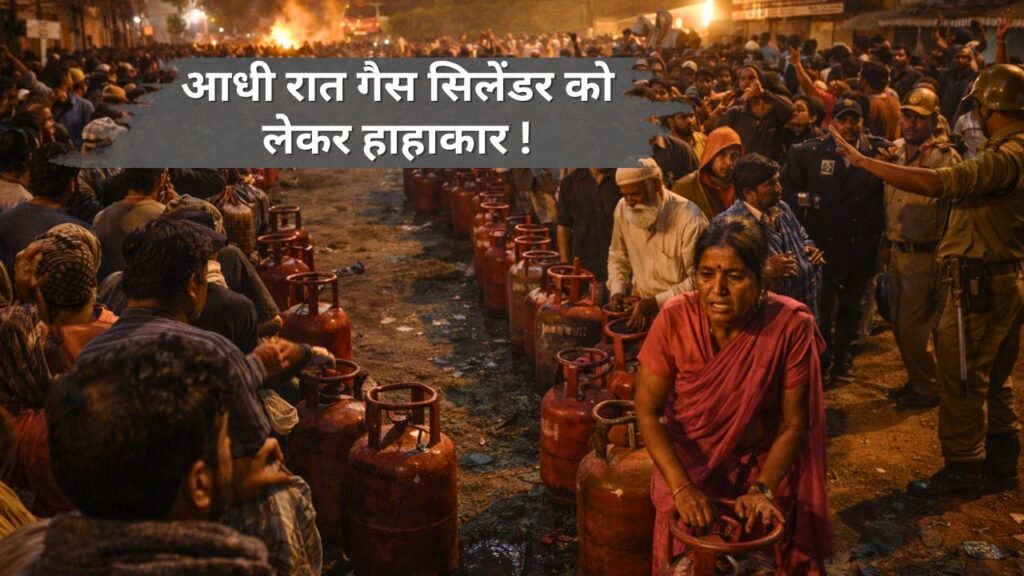 LPG संकट के बीच कई जगहों पर गैस एजेंसियों के बाहर आधी रात तक लंबी कतारें लगी रहीं। सिलेंडर की कमी और अफवाहों के कारण उपभोक्ताओं में बेचैनी ।