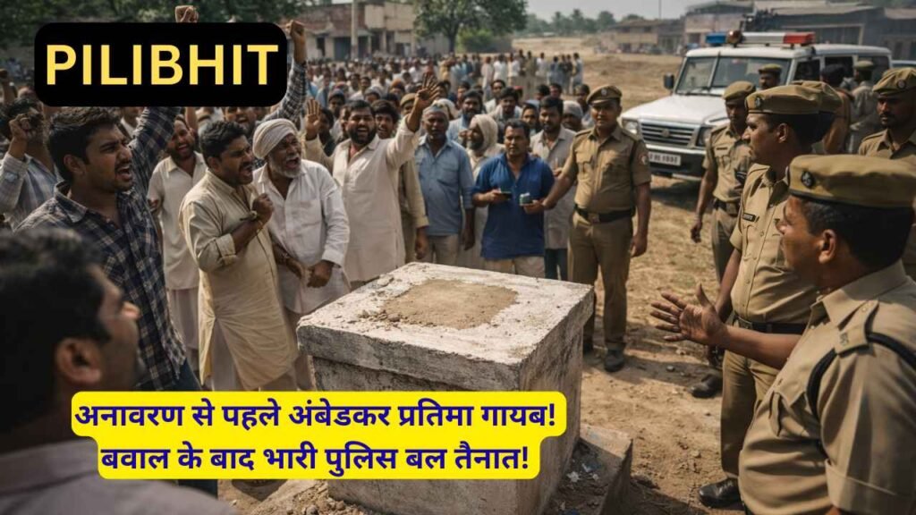 UP News: आज होना था जिस अंबेडकर प्रतिमा का अनावरण, रातों-रात गायब हुई मूर्ती.. ग्रामीण भड़के, पुलिस बल तैनात!