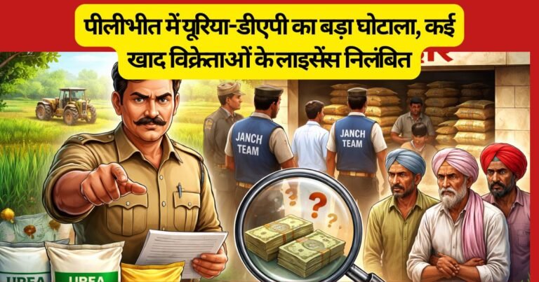 पीलीभीत में बड़ा खाद घोटाला: बिना मांग यूरिया-डीएपी की भारी बिक्री, एक किसान को 30-33 बैग तक खाद, प्रशासन ने लाइसेंस निलंबित