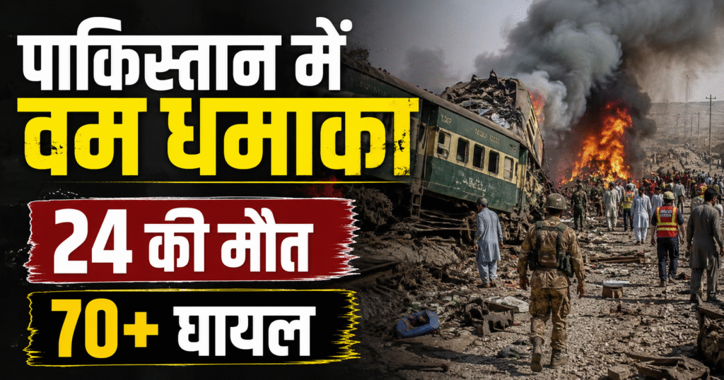 Pakistan Quetta Train Blast: क्वेटा में भीषण बम धमाका, 24 की मौत और 70+ घायल। BLA ने ली जिम्मेदारी। पूरी खबर पढ़ें।
