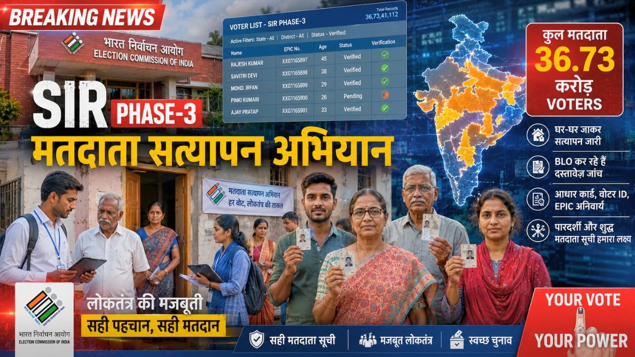SIR Phase-3: चुनाव आयोग ने शुरू किया SIR फेज-3! 36.73 करोड़ वोटरों का होगा वेरिफिकेशन, जानिए पूरी प्रक्रिया..