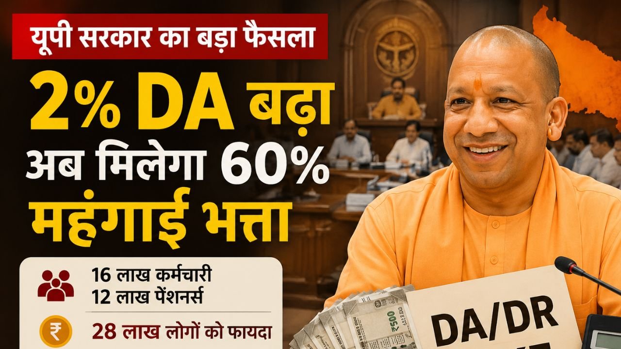 UP DA hike 2026 salary increase: यूपी में DA 2% बढ़ा! अब 60% महंगाई भत्ता, सैलरी में होगा सीधा फायदा..