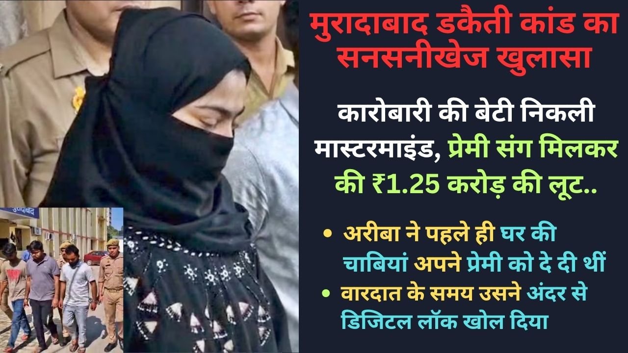 मुरादाबाद डकैती कांड का सनसनीखेज खुलासा: कारोबारी की बेटी निकली मास्टरमाइंड, प्रेमी संग मिलकर की ₹1.25 करोड़ की लूट..