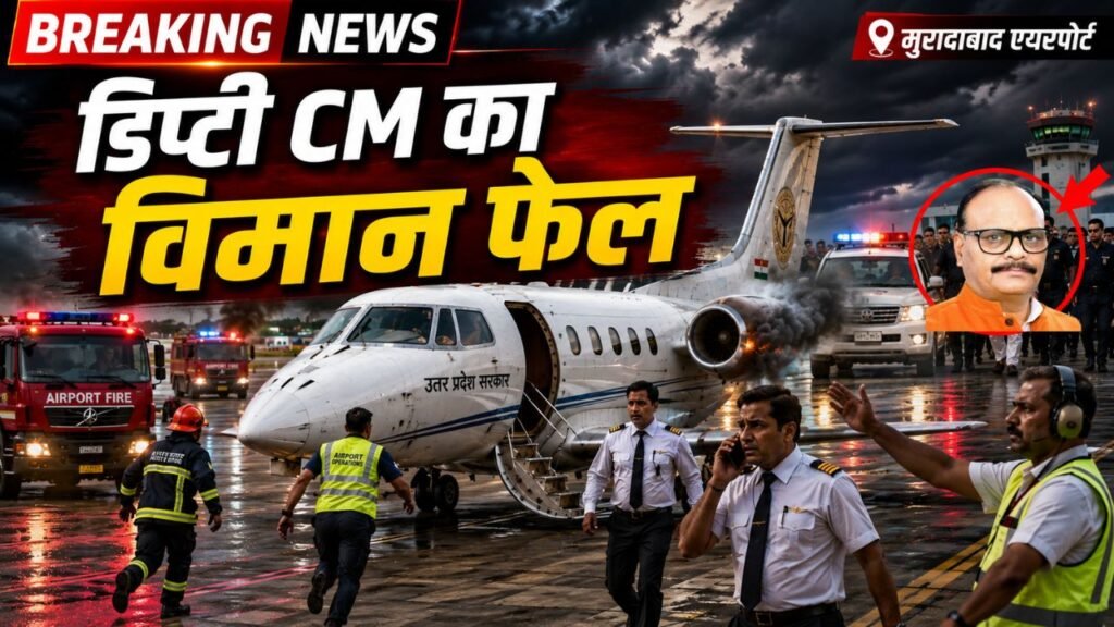 UP Breaking News: यूपी के Deputy CM Brajesh Pathak के विमान का इंजन फेल, धुआं निकलते ही मचा हड़कंप..