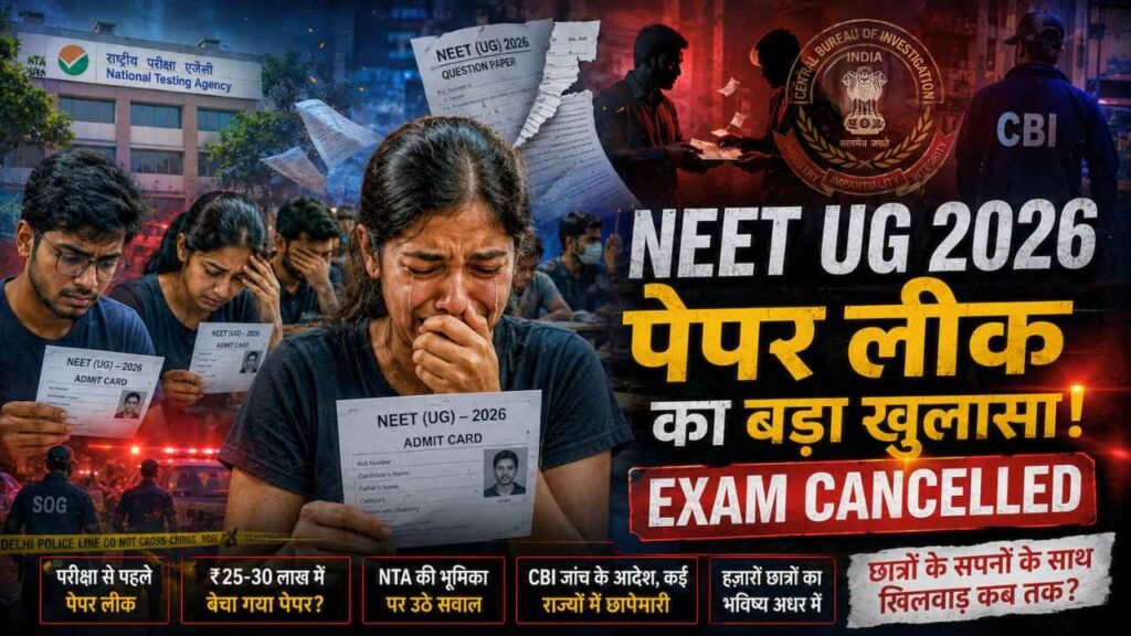 NEET UG 2026 Exam Cancel: पेपर लीक! छपने से पहले ही नकल गैंग तक पहुंचा, बायोलॉजी के 90 में 90 सवाल मैच..