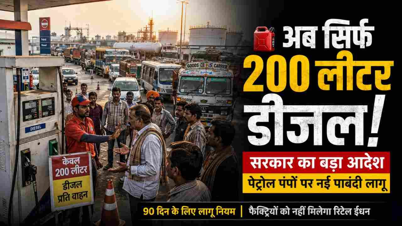Diesel Purchase Limit: अब पेट्रोल पंप से एक दिन में सिर्फ 200 लीटर डीजल मिलेगा, 90 दिनों के लिए पाबंदी लागू..