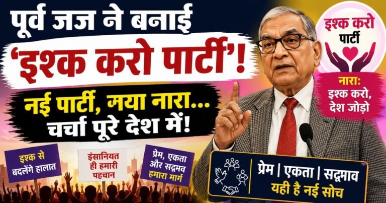 सुप्रीम कोर्ट के पूर्व जज मार्कंडेय काटजू ने बनाई 'इश्क करो पार्टी'। 'लड़ाई नहीं, इश्क करो' के नारे से देशभर में नई बहस छिड़ गई है।