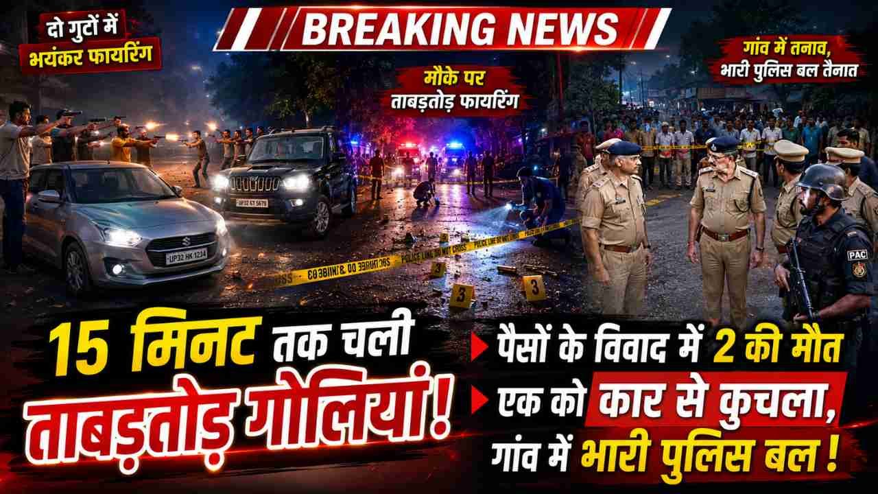 UP Double Murder: 15 मिनट तक हुई ताबड़तोड़ फायरिंग, 2 की मौत.. एक को कार से कुचला; गांव में भारी पुलिस बल तैनात