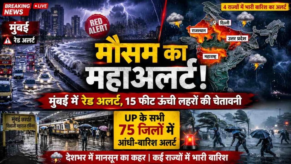 Weather Update: मौसम का महाअलर्ट! मुंबई में रेड अलर्ट, यूपी के 75 जिलों में बारिश-आंधी की चेतावनी..