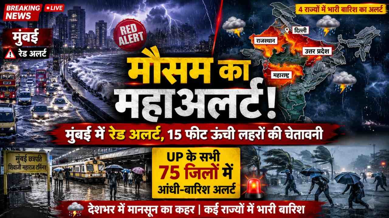 Weather Update: मौसम का महाअलर्ट! मुंबई में रेड अलर्ट, यूपी के 75 जिलों में बारिश-आंधी की चेतावनी..