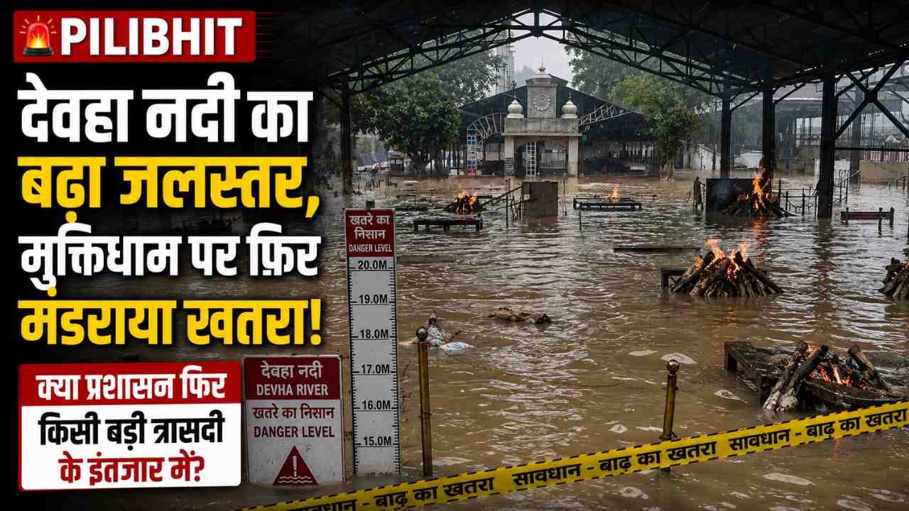 PILIBHIT: देवहा नदी का बढ़ा जलस्तर, मुक्तिधाम पर फिर मंडराया खतरा.. क्या प्रशासन फिर किसी बड़ी त्रासदी के इंतजार में?