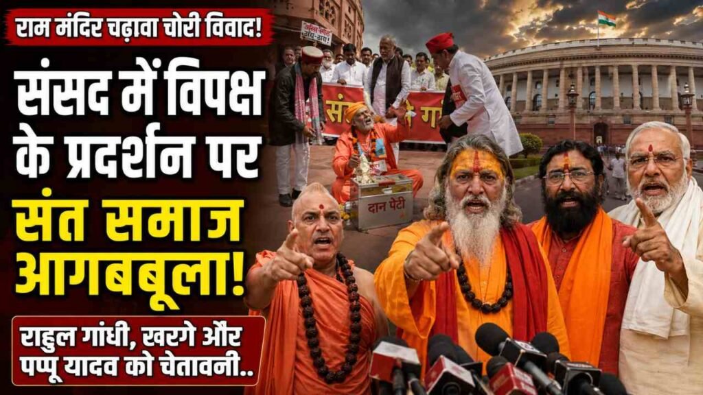 Ram Mandir Chori: संसद में विपक्ष के प्रदर्शन पर संत समाज आगबबूला! राहुल गांधी, खरगे और पप्पू यादव को चेतावनी..