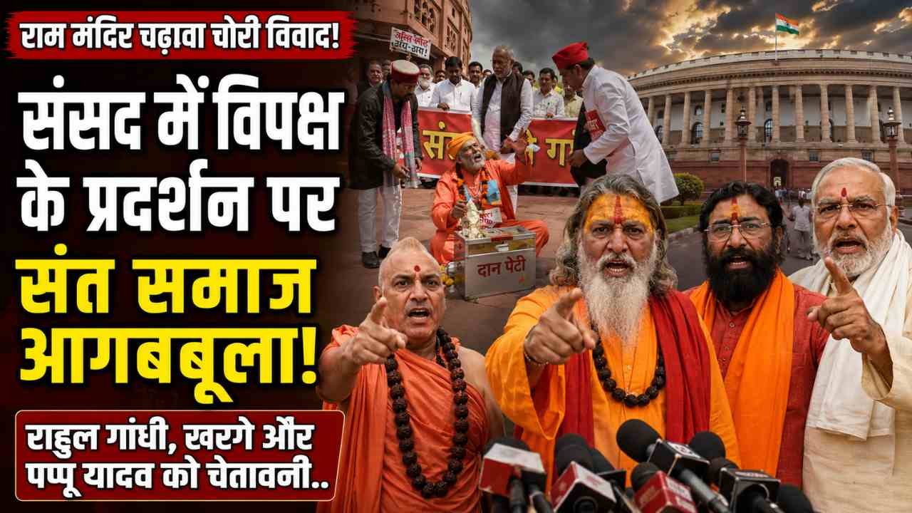 Ram Mandir Chori: संसद में विपक्ष के प्रदर्शन पर संत समाज आगबबूला! राहुल गांधी, खरगे और पप्पू यादव को चेतावनी..