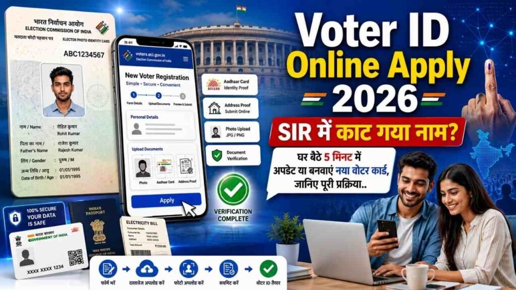 Voter ID Online Apply 2026: SIR में काट गया नाम? घर बैठे 5 मिनट में अपडेट या बनवाएं नया वोटर कार्ड, जानिए पूरी प्रक्रिया..