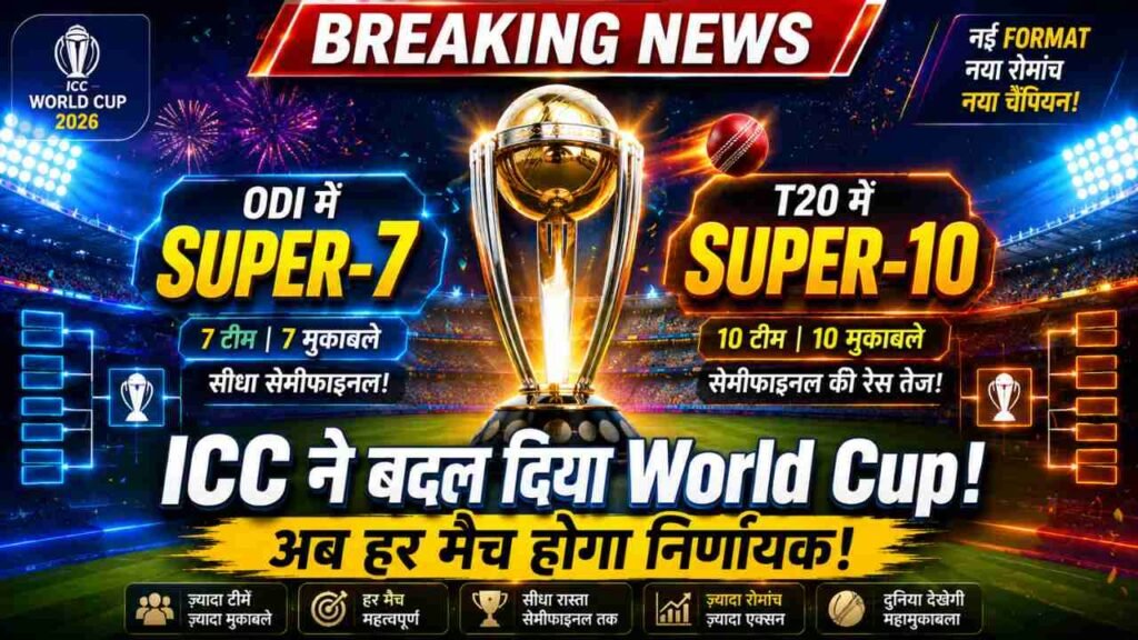 ICC Rules: बदल गया World Cup का फॉर्मेट! अब ODI में Super-7 और T20 में Super-10, जानिए क्या-क्या बदला..