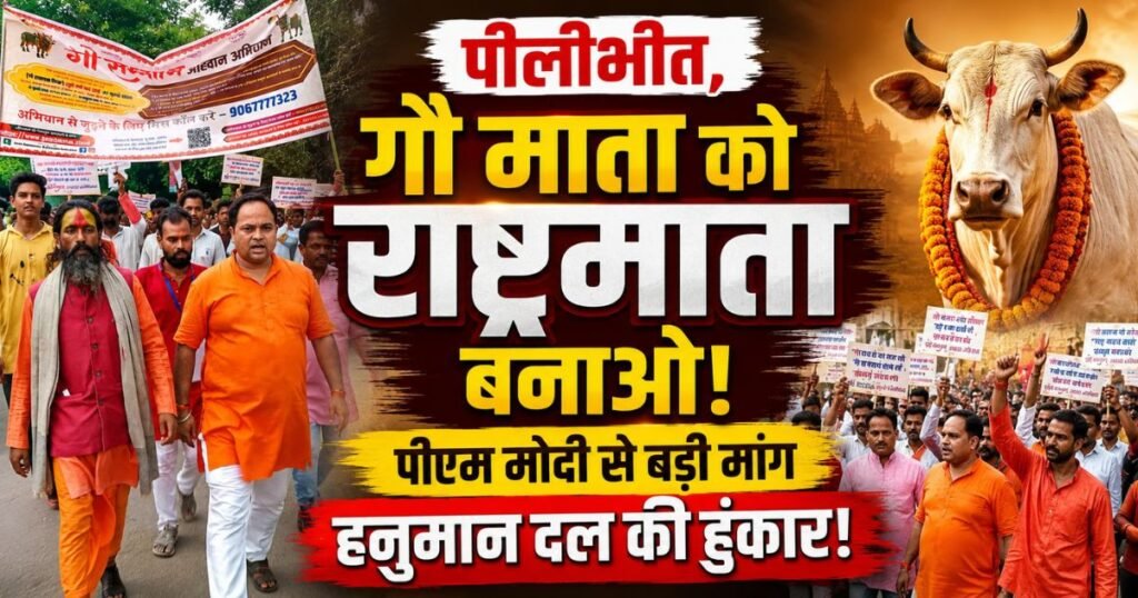 Pilibhit News: राष्ट्रीय हनुमान दल ने गौ माता को राष्ट्रमाता का दर्जा देने, गोहत्या पर केंद्रीय कानून बनाने और पीएम को ज्ञापन सौंपा।