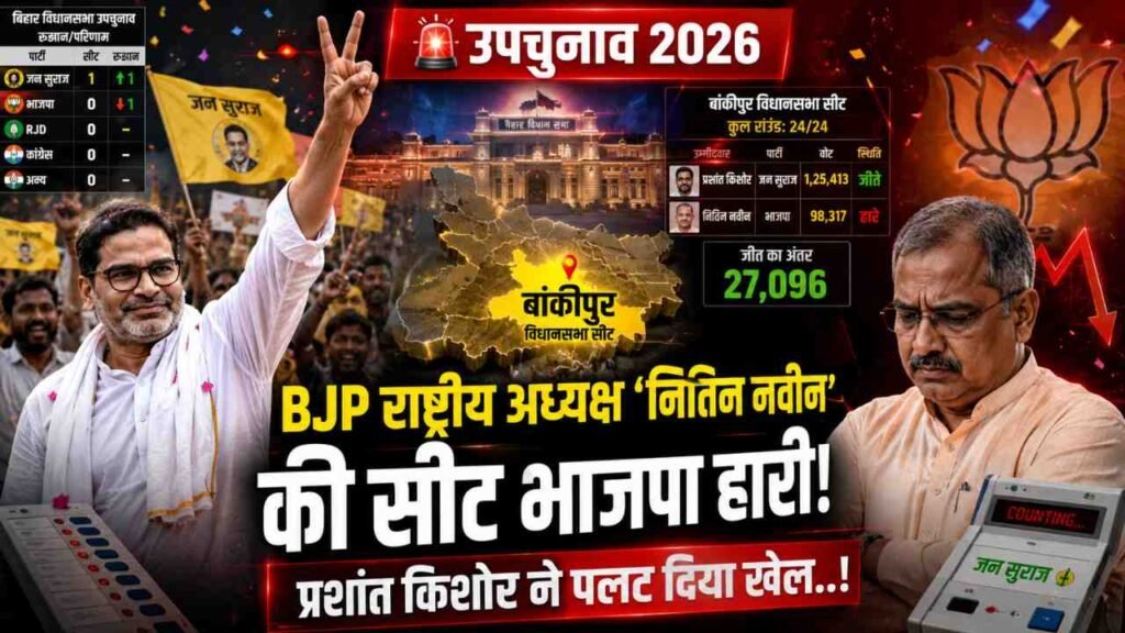 By Elections 2026: BJP राष्ट्रीय अध्यक्ष 'नितिन नवीन' की सीट भाजपा हारी, प्रशांत किशोर ने पलट दिया खेल..