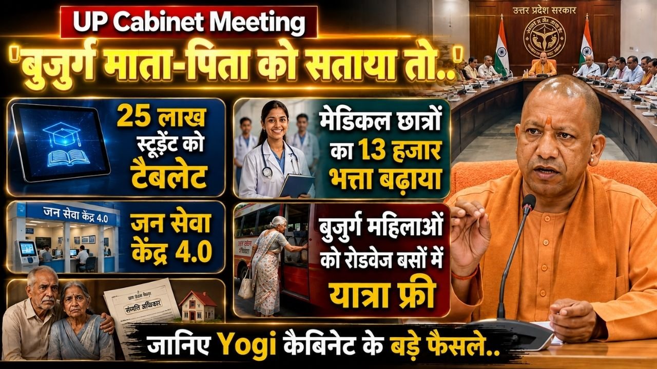 UP Cabinet: 'बुजुर्ग माता-पिता को सताया तो..', 25 लाख स्टूडेंट को टैबलेट; जानिए Yogi कैबिनेट के बड़े फैसले..