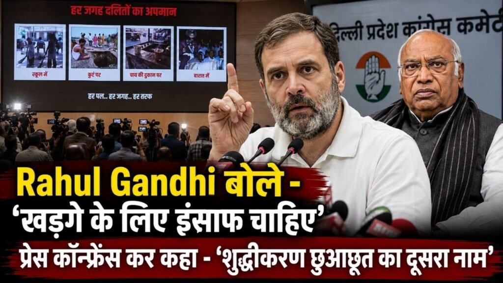 Rahul Gandhi बोले - ‘खड़गे के लिए इंसाफ चाहिए’, प्रेस कॉन्फ्रेंस कर कहा - ‘शुद्धीकरण छुआछूत का दूसरा नाम’