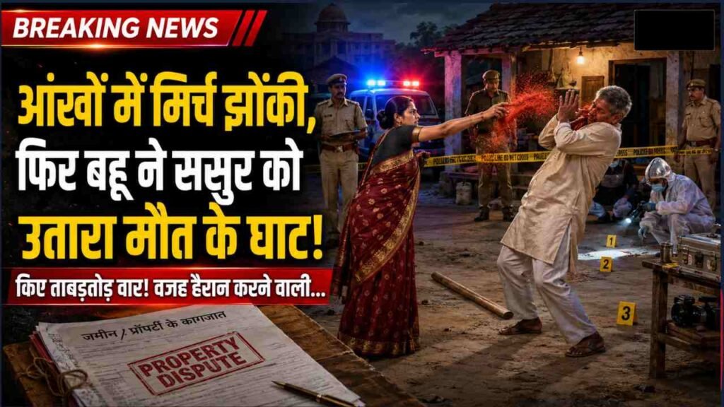 Crime News: आंखों में मिर्च झोंकी, फिर बहू ने ससुर को उतारा मौत के घाट.. किए ताबड़तोड़ वार! वजह हैरान करने वाली..