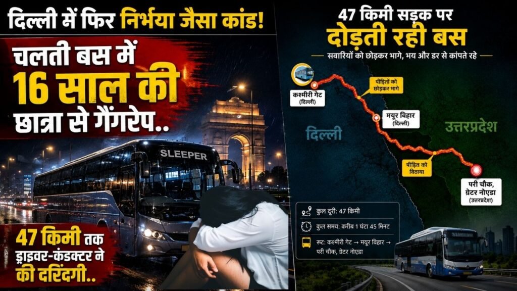 Crime News: दिल्ली में फिर निर्भया जैसा कांड! चलती बस में 16 साल की छात्रा से गैंगरेप; 47 किमी तक ड्राइवर-कंडक्टर ने की दरिंदगी..