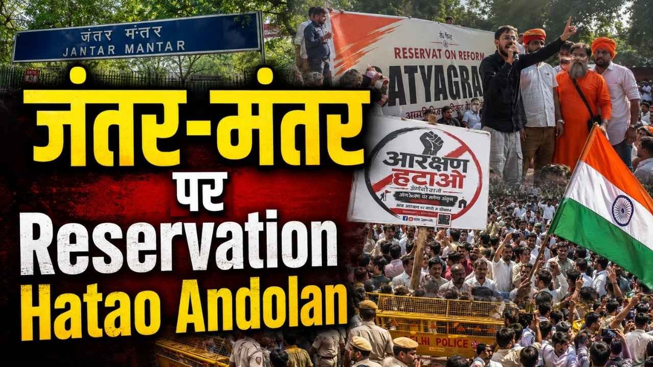 Arakshan Hatao Andolan: जंतर-मंतर पर प्रदर्शनकारियों को पुलिस ने खदेड़ा! हिरासत में लिया तो बस पर चढ़े..