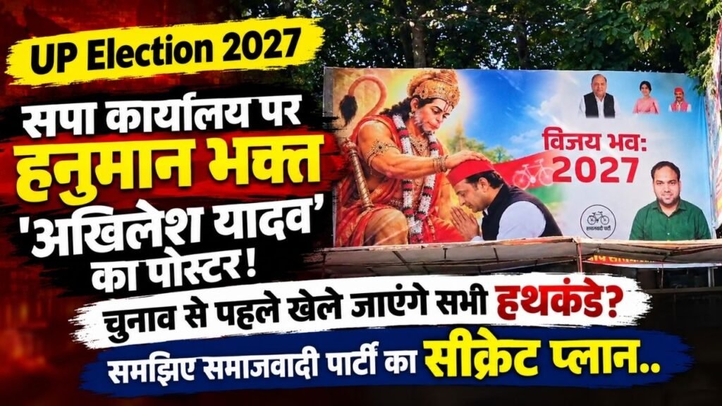 UP Election 2027: सपा कार्यालय पर हनुमान भक्त 'अखिलेश यादव' का पोस्टर; चुनाव से पहले खेले जाएंगे सभी हथकंडे?