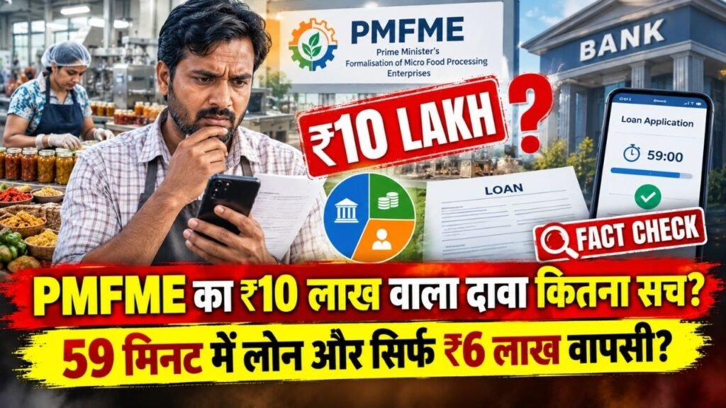 PMFME योजना में ₹10 लाख का लोन या सब्सिडी? 59 मिनट में पैसा मिलेगा? जानिए वायरल दावे का पूरा सच..