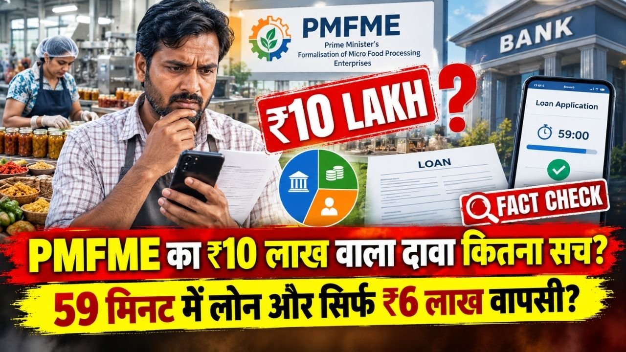 PMFME योजना में ₹10 लाख का लोन या सब्सिडी? 59 मिनट में पैसा मिलेगा? जानिए वायरल दावे का पूरा सच..
