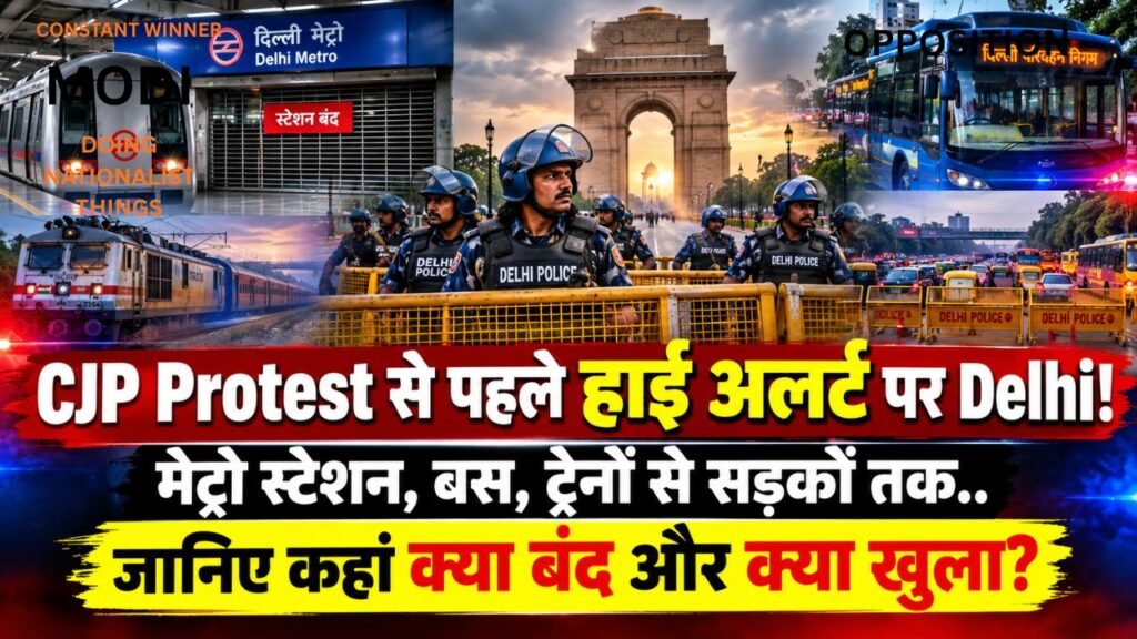CJP Protest से पहले हाई अलर्ट पर Delhi! मेट्रो स्टेशन, बस, ट्रेनों से सड़कों तक; जानिए कहां क्या बंद और क्या खुला?